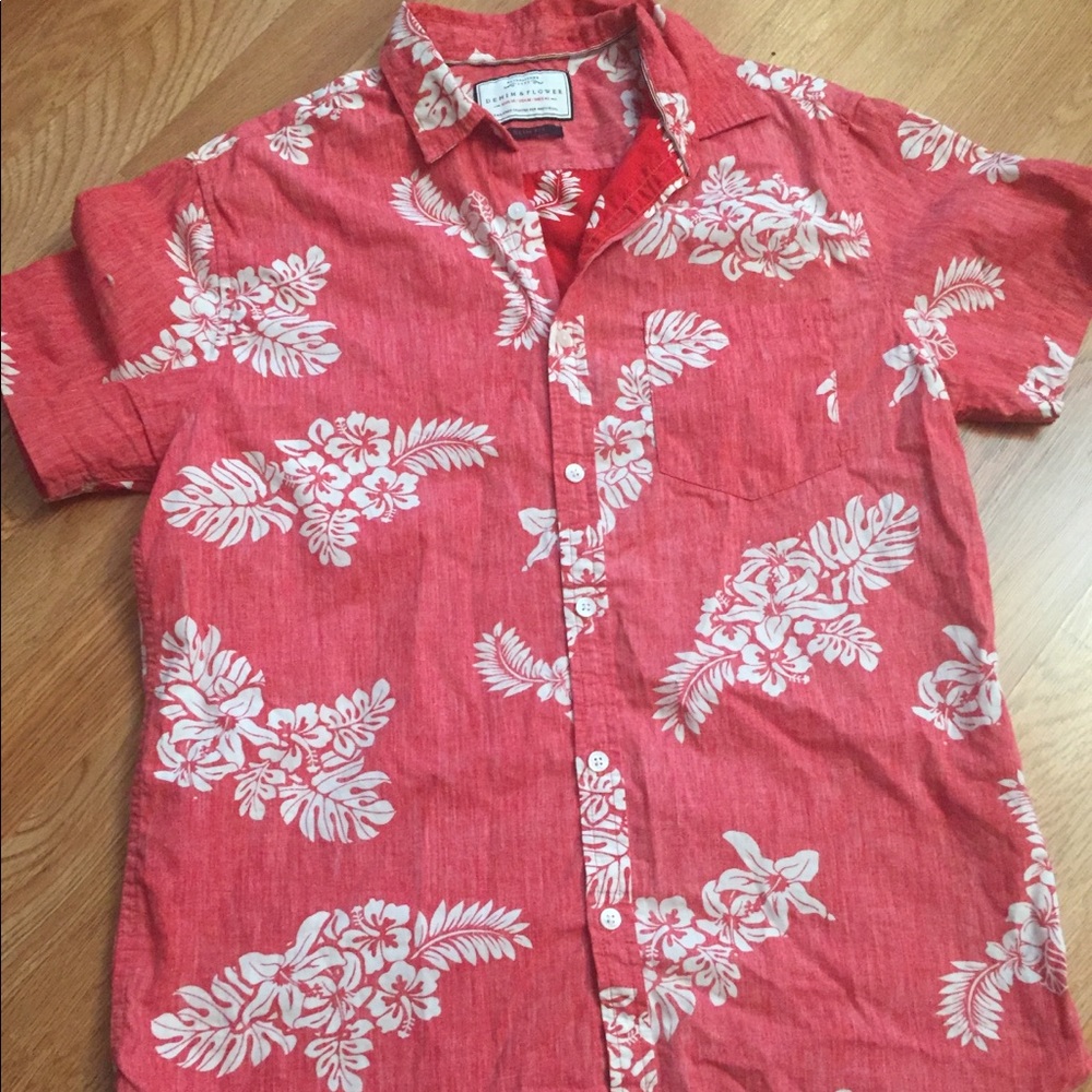 Denim and Flower Hawaiian flower shirt